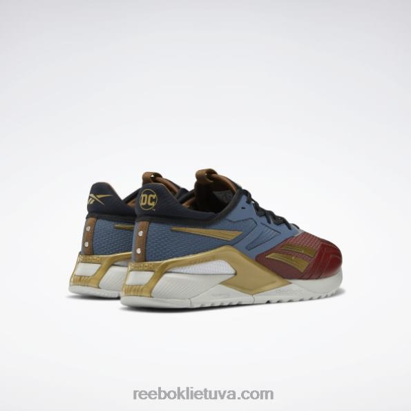Reebok dc nano x2 vyriški treniruočių bateliai FTYF898 terra raudona / drąsus mėlynas / matinis auksas