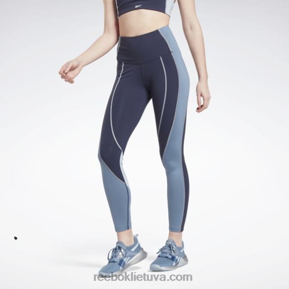 Reebok liukso aukštaūgiai colorblock antblauzdžiai FTYF8634 vektorinis laivynas moterys