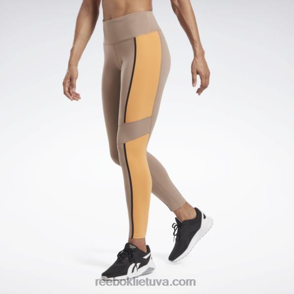 Reebok liukso spalvos spalvotos pėdkelnės aukštu liemeniu FTYF8501 taupe moterys