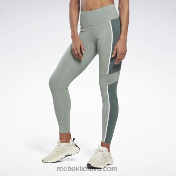 Reebok liukso spalvos spalvotos pėdkelnės aukštu liemeniu FTYF8525 harmonija žalia moterys