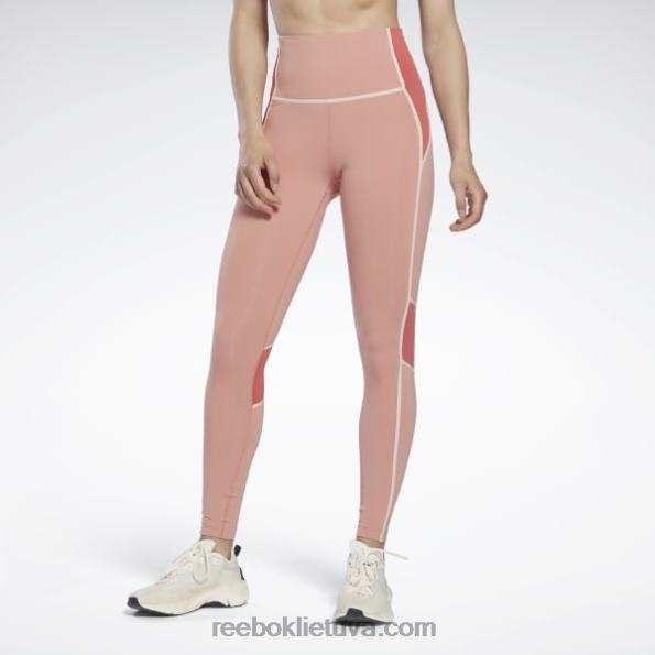 Reebok liukso spalvos spalvotos pėdkelnės aukštu liemeniu FTYF8809 kanjono koralas moterys