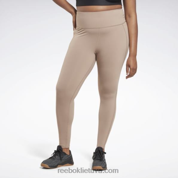 Reebok prabangios pėdkelnės aukštu juosmeniu (plius dydis) FTYF8909 taupe moterys