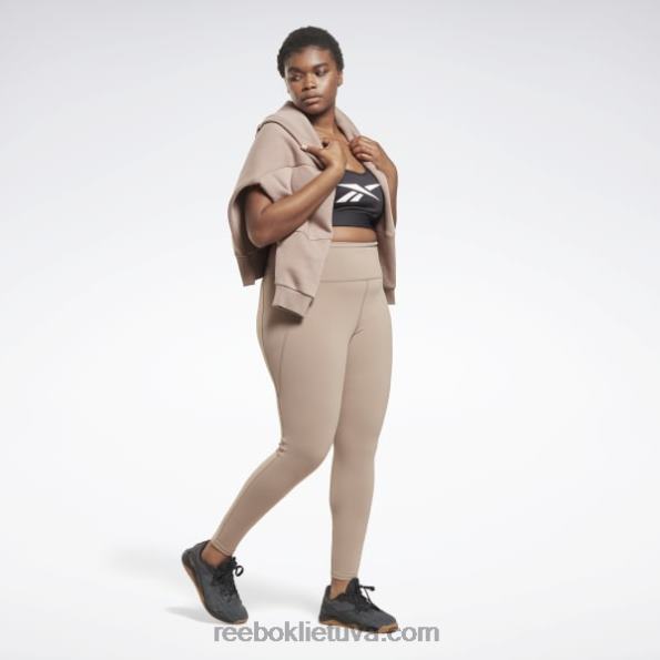 Reebok prabangios pėdkelnės aukštu juosmeniu (plius dydis) FTYF8909 taupe moterys