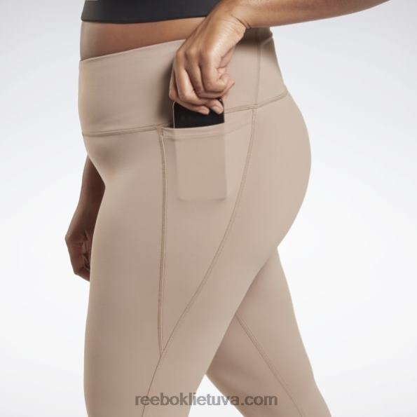 Reebok prabangios pėdkelnės aukštu juosmeniu (plius dydis) FTYF8909 taupe moterys