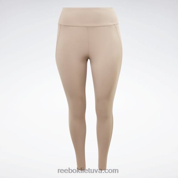 Reebok prabangios pėdkelnės aukštu juosmeniu (plius dydis) FTYF8909 taupe moterys