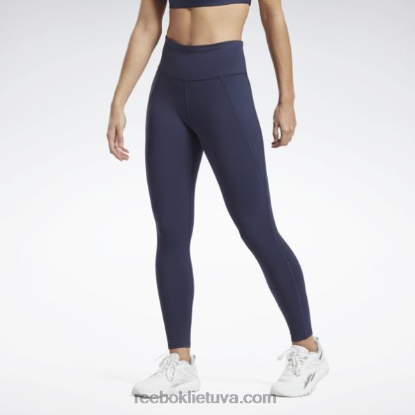 Reebok prabangios pėdkelnės aukštu liemeniu FTYF8146 vektorinis laivynas moterys
