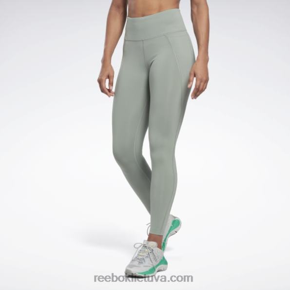Reebok prabangios pėdkelnės aukštu liemeniu FTYF8233 harmonija žalia moterys