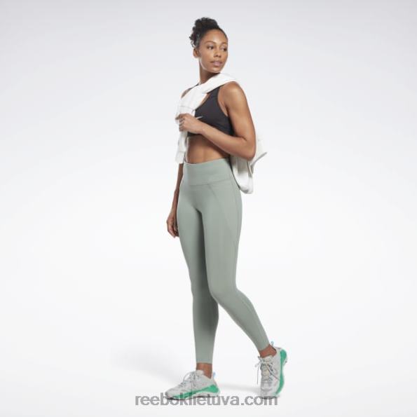 Reebok prabangios pėdkelnės aukštu liemeniu FTYF8233 harmonija žalia moterys