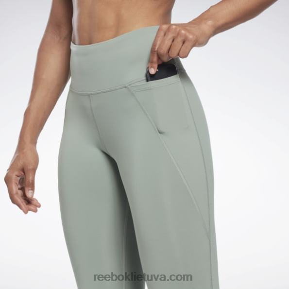 Reebok prabangios pėdkelnės aukštu liemeniu FTYF8233 harmonija žalia moterys