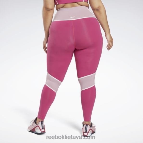 Reebok prabangios spalvotos pėdkelnės aukštu juosmeniu (plius dydis) FTYF8651 pusiau išdidi rožinė moterys