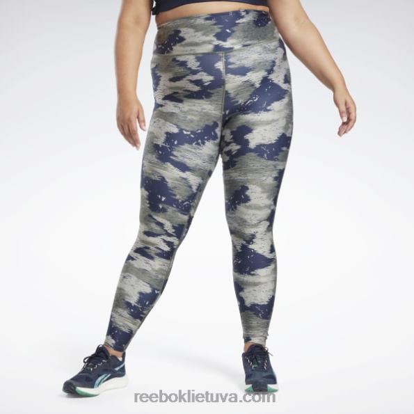 Reebok treniruotėms paruoštos Camo print pėdkelnės (plius dydis) FTYF8561 medžiotojas žalias moterys