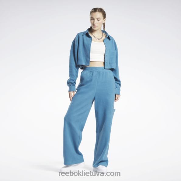 Reebok klasikinės atvirkštinės vilnos plačios kelnės FTYF8524 plieninis mėlynas s23-r moterys