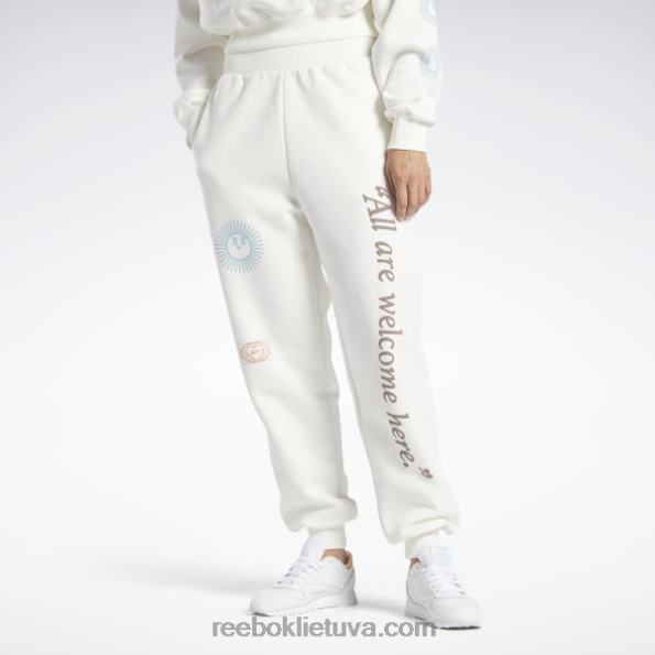 Reebok klasikinės grafinės kelnės FTYF8687 kreida moterys