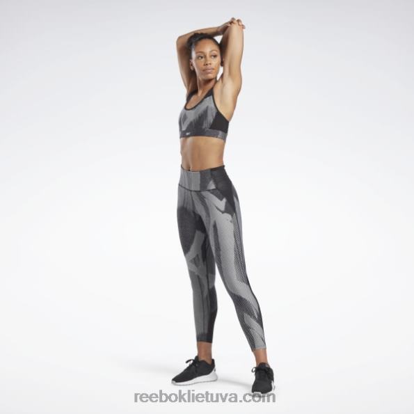 Reebok lux atlikti allover print racer liemenėlė FTYF8791 juodas moterys