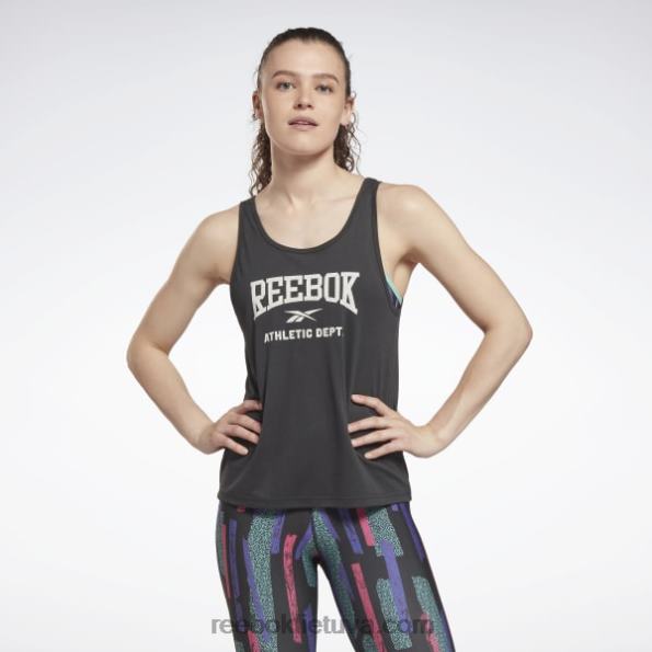 Reebok Treniruotėms paruoštas aukščiausios kokybės grafinis viršutinis dėklas FTYF8447 nakties juoda moterys