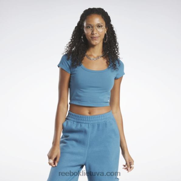 Reebok klasikiniai apkarpyti džersio marškinėliai FTYF8884 plieninis mėlynas s23-r moterys
