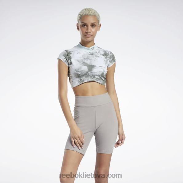 Reebok klasikiniai debesų purslų rašto marškinėliai trumpomis rankovėmis FTYF8984 šviesus šalavijas moterys