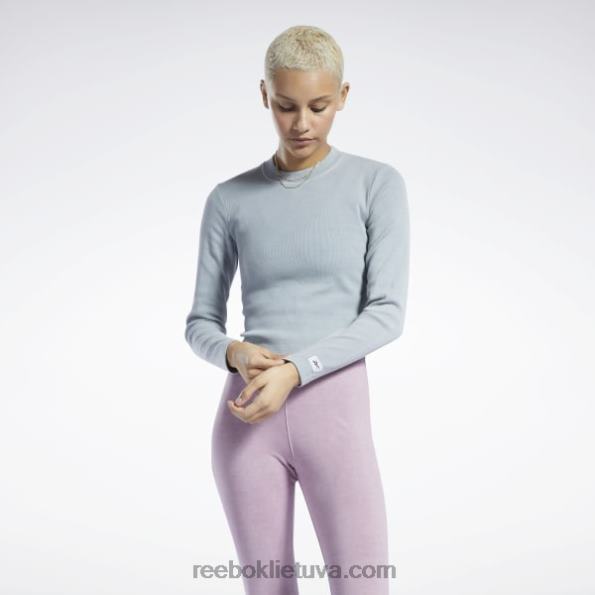 Reebok klasikiniai natūralių dažų marškinėliai ilgomis rankovėmis FTYF8619 gryna pilka 3 moterys