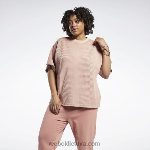 Reebok klasikiniai natūralių dažų vafliniai marškinėliai (plius dydis) FTYF8982 kanjono koralas moterys