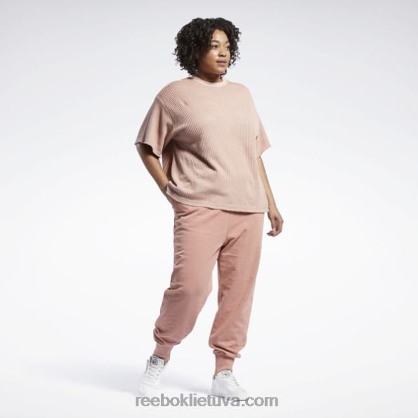 Reebok klasikiniai natūralių dažų vafliniai marškinėliai (plius dydis) FTYF8982 kanjono koralas moterys