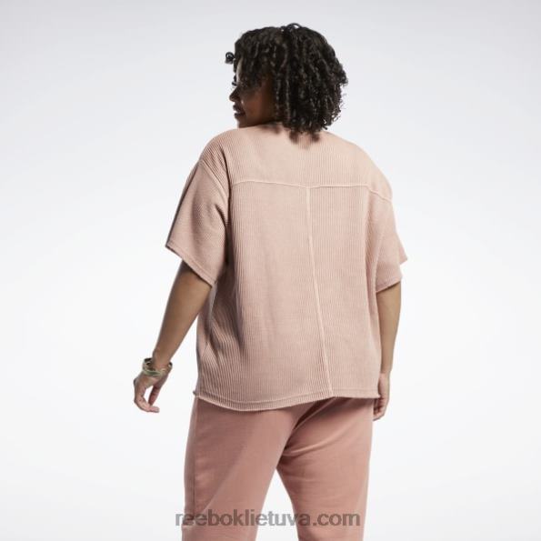 Reebok klasikiniai natūralių dažų vafliniai marškinėliai (plius dydis) FTYF8982 kanjono koralas moterys