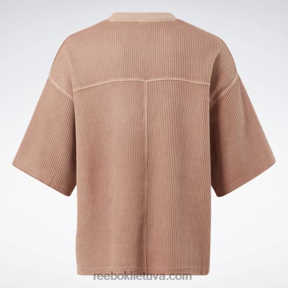 Reebok klasikiniai natūralių dažų vafliniai marškinėliai (plius dydis) FTYF8982 kanjono koralas moterys