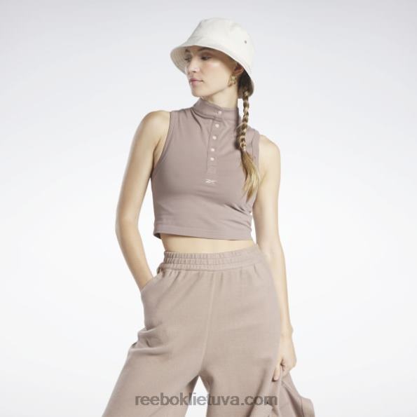 Reebok klasikinis apkarpytas aptemptas trikotažinis apatinis trikotažas FTYF8748 taupe moterys