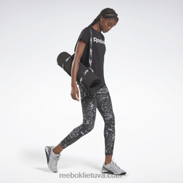 Reebok mokymo esminiai grafiniai marškinėliai FTYF8877 juoda balta moterys