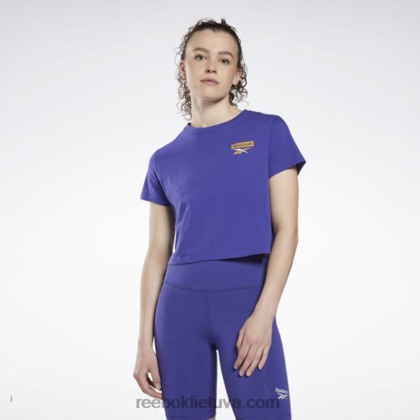 Reebok treniruočių esminiai grafiniai marškinėliai FTYF8555 drąsiai violetinė moterys