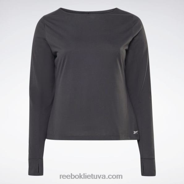 Reebok treniruotėms paruošti aukščiausios kokybės marškinėliai ilgomis rankovėmis (plius dydis) FTYF8674 nakties juoda moterys