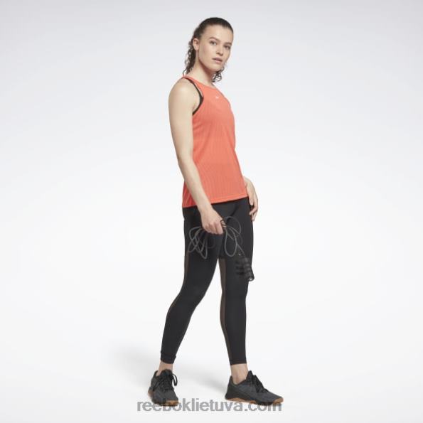 Reebok vienija perforuotas fitneso viršus FTYF8541 pusiau oranžinis blyksnis moterys