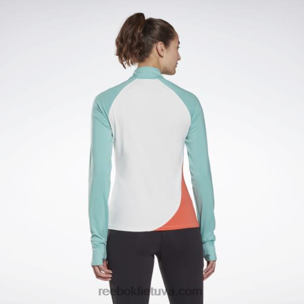 Reebok bėgiojantis megztinis su ketvirčiu užtrauktuku FTYF8702 baltas moterys