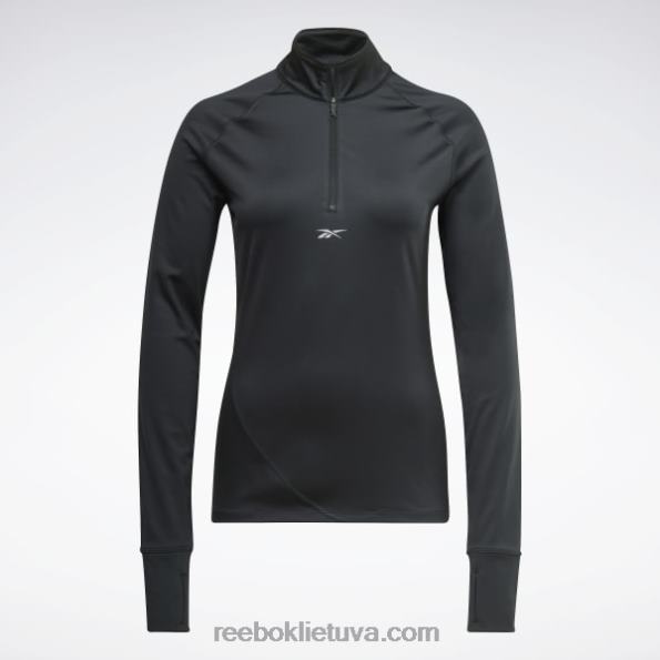 Reebok bėgiojantis megztinis su ketvirčiu užtrauktuku FTYF8740 nakties juoda moterys