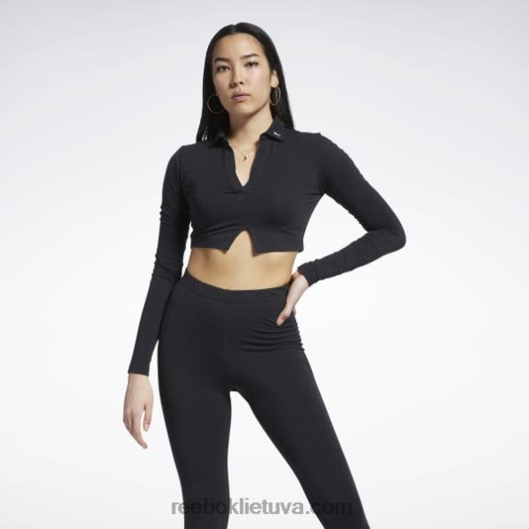 Reebok klasikinis polo džemperis ilgomis rankovėmis FTYF8669 juodas moterys