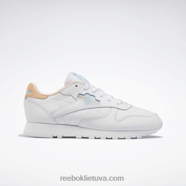 Reebok klasikiniai odiniai moteriški batai FTYF8424 ftwr balta/mėlyna perlas/aura oranžinė
