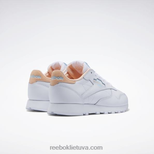 Reebok klasikiniai odiniai moteriški batai FTYF8424 ftwr balta/mėlyna perlas/aura oranžinė