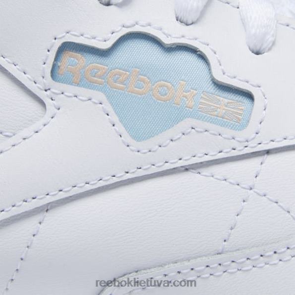 Reebok klasikiniai odiniai moteriški batai FTYF8424 ftwr balta/mėlyna perlas/aura oranžinė