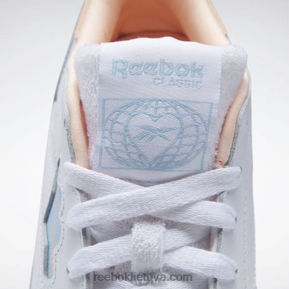 Reebok klasikiniai odiniai moteriški batai FTYF8424 ftwr balta/mėlyna perlas/aura oranžinė