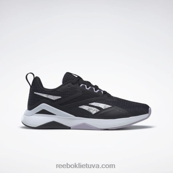 Reebok nanoflex tr 2.0 moteriški treniruočių bateliai FTYF8136 šerdis juoda/ftwr balta/violetinė oazė