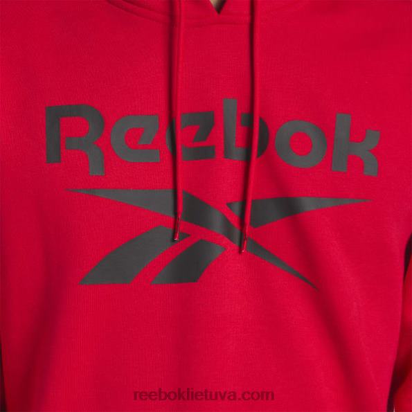 Reebok Identity fleece sukrautas logotipas megztinis gobtuvas FTYF81283 vektorius raudona/juoda vyrų