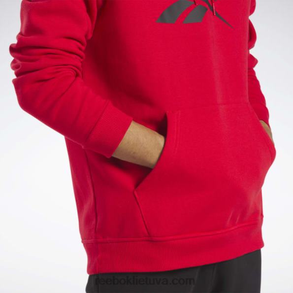 Reebok Identity fleece sukrautas logotipas megztinis gobtuvas FTYF81283 vektorius raudona/juoda vyrų