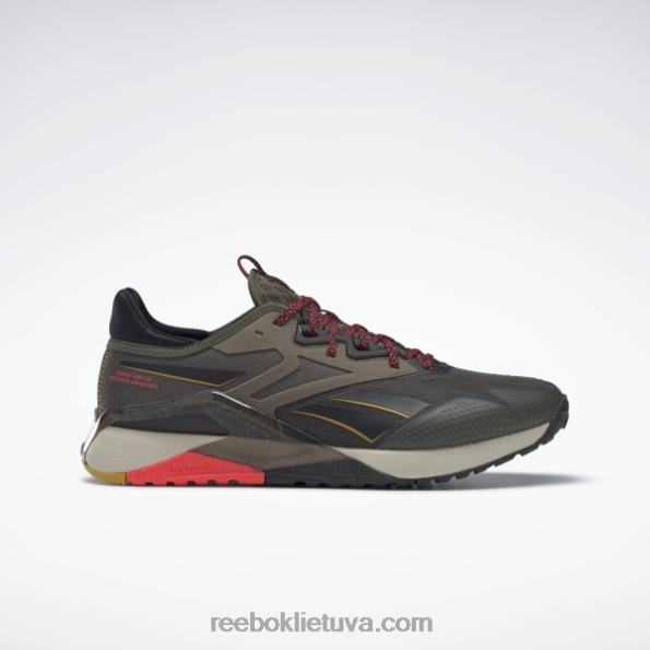 Reebok nano x2 tr adventure vyriški treniruočių bateliai FTYF81054 armijos žalia / šerdis juoda / neoninė vyšnia