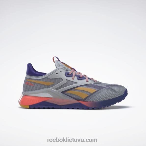 Reebok nano x2 tr adventure vyriški treniruočių bateliai FTYF81122 grynai pilka 3 / paryškinta violetinė / oranžinė blykstė