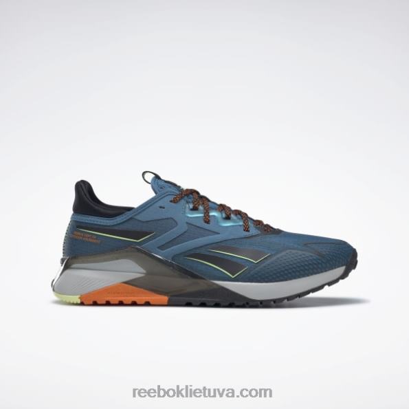 Reebok nano x2 tr adventure vyriški treniruočių bateliai FTYF81309 plieninis mėlynas s23-r/core black/smash orange s23-r