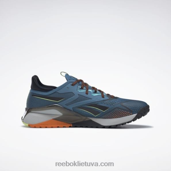 Reebok nano x2 tr adventure vyriški treniruočių bateliai FTYF81309 plieninis mėlynas s23-r/core black/smash orange s23-r