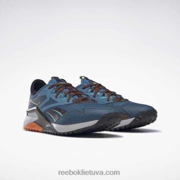 Reebok nano x2 tr adventure vyriški treniruočių bateliai FTYF81309 plieninis mėlynas s23-r/core black/smash orange s23-r
