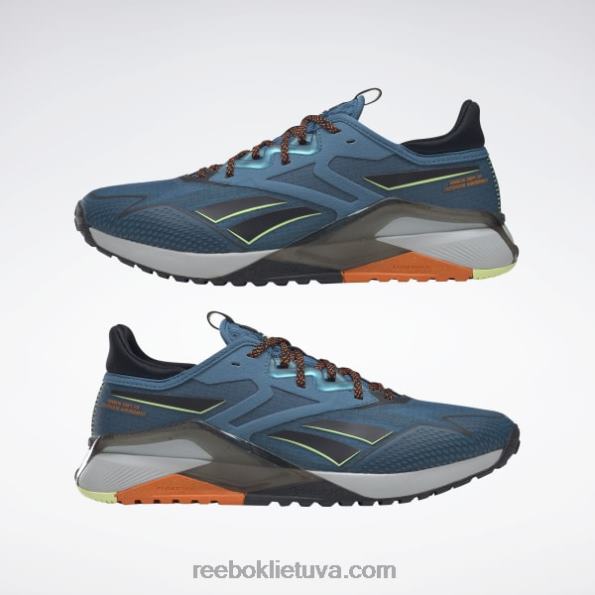Reebok nano x2 tr adventure vyriški treniruočių bateliai FTYF81309 plieninis mėlynas s23-r/core black/smash orange s23-r