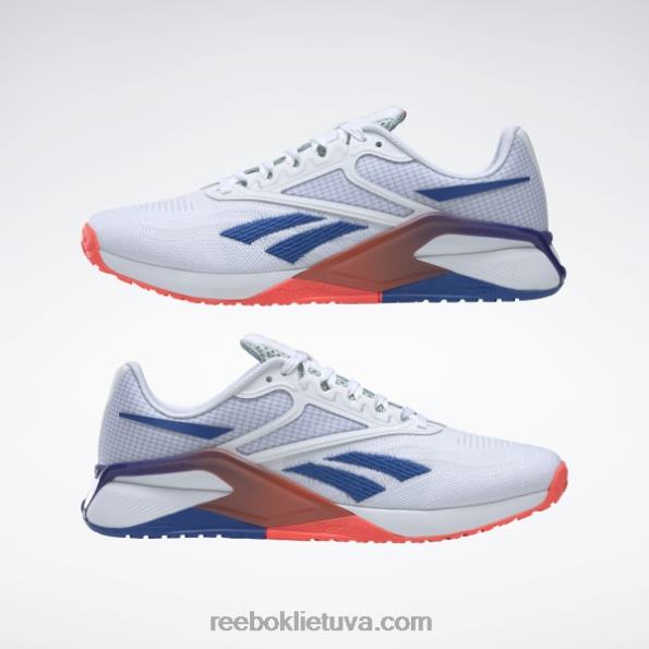 Reebok nano x2 vyriški treniruočių bateliai FTYF81046 ftwr balta / vektorinė mėlyna / oranžinė blykstė